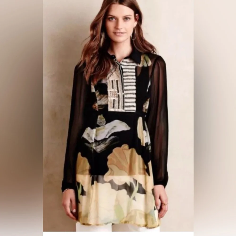 Anthropology Sheer Top/Tunic Blank London NWOT Size M - Picture 2 of 12